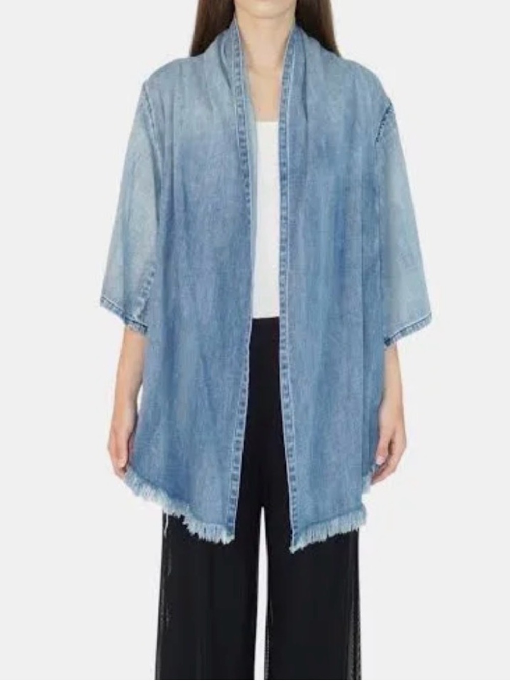 DKNY Light Blue Denim Kimono Jacket